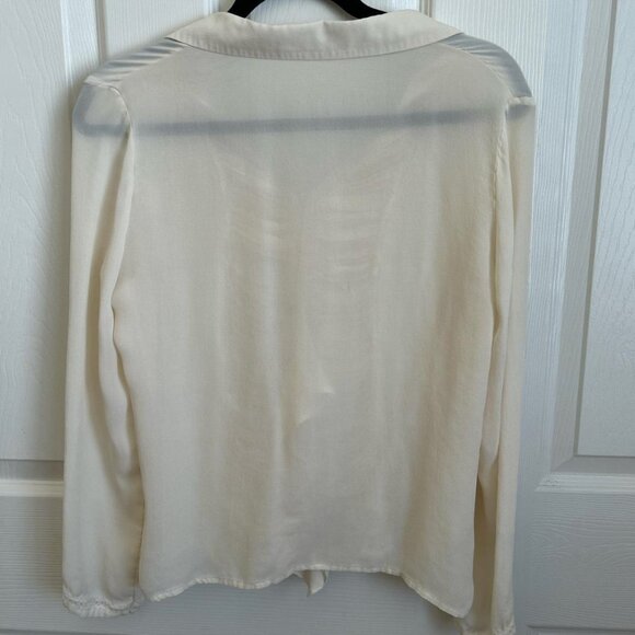 vintage sheer cream/white statement long sleeve blouse - Picture 2 of 4